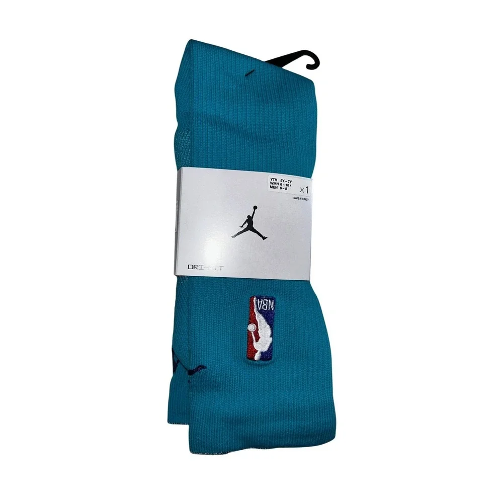 Air Jordan NBA Authentic Knee High Socks Teal Blue Dri-FIT Mens 12/15